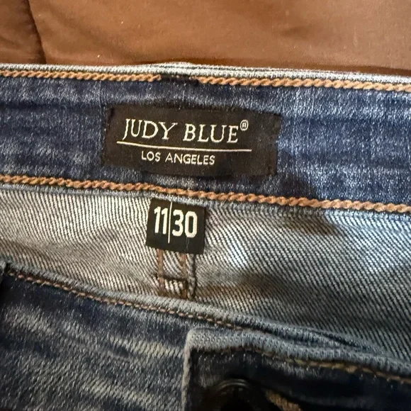 Judy Blue Distressed Wide Leg Jeans - Light Blue - Picture 3 of 8